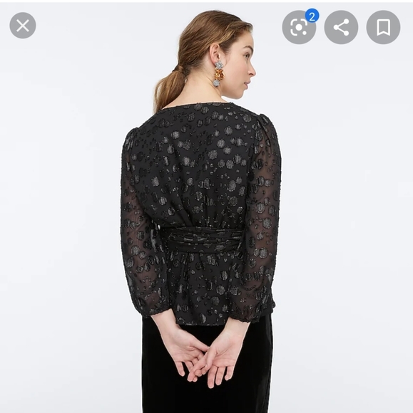 NEW- J Crew Chiffon top with black Metallic dots - Picture 2 of 6